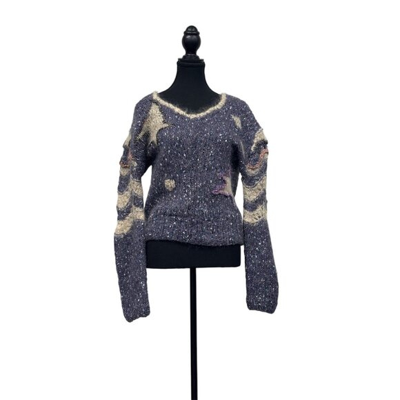 Vintage Handmade Purple Sweater – Avant-Garde Elegance - Picture 1 of 5